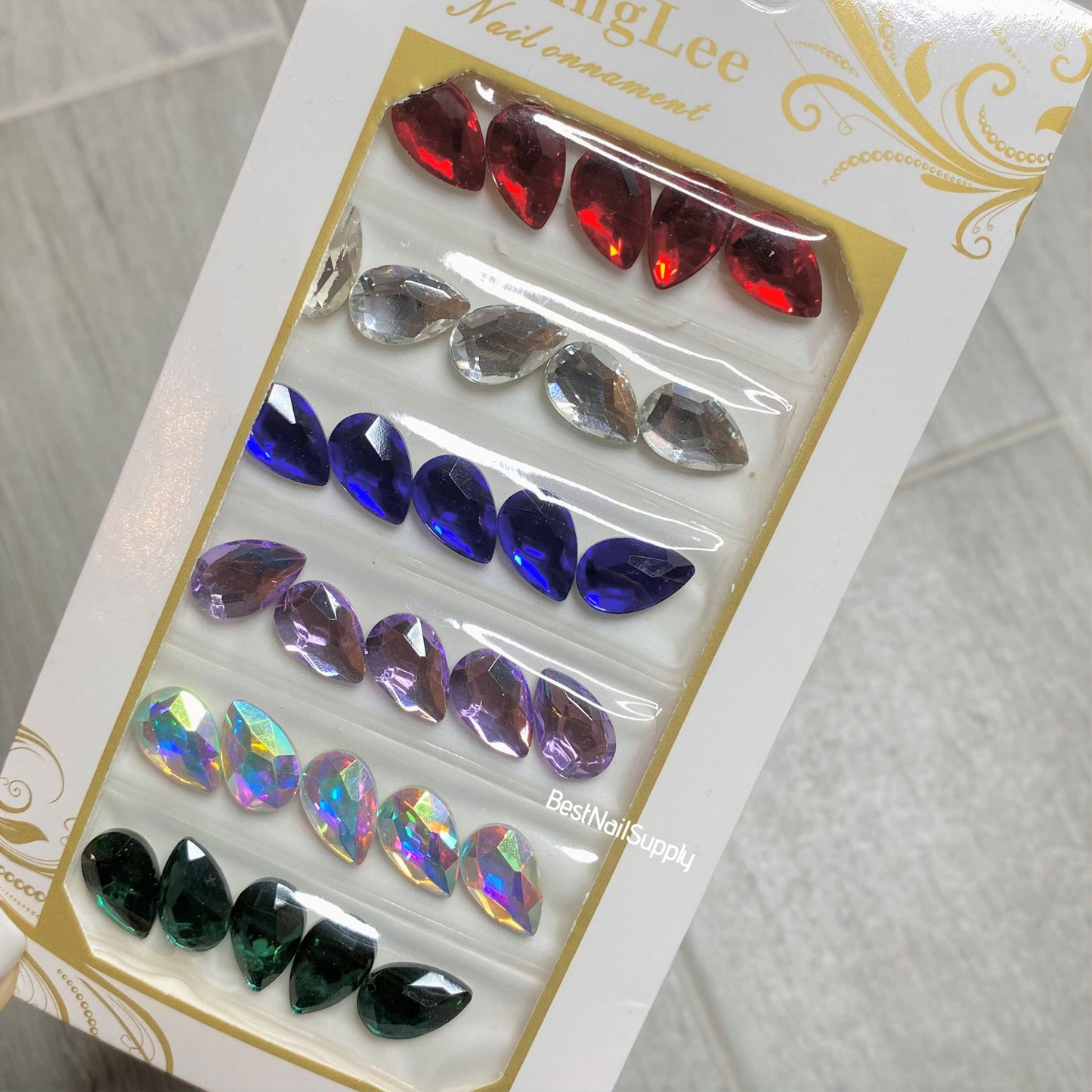 30pcs Multicolor Teardrop Rhinestones