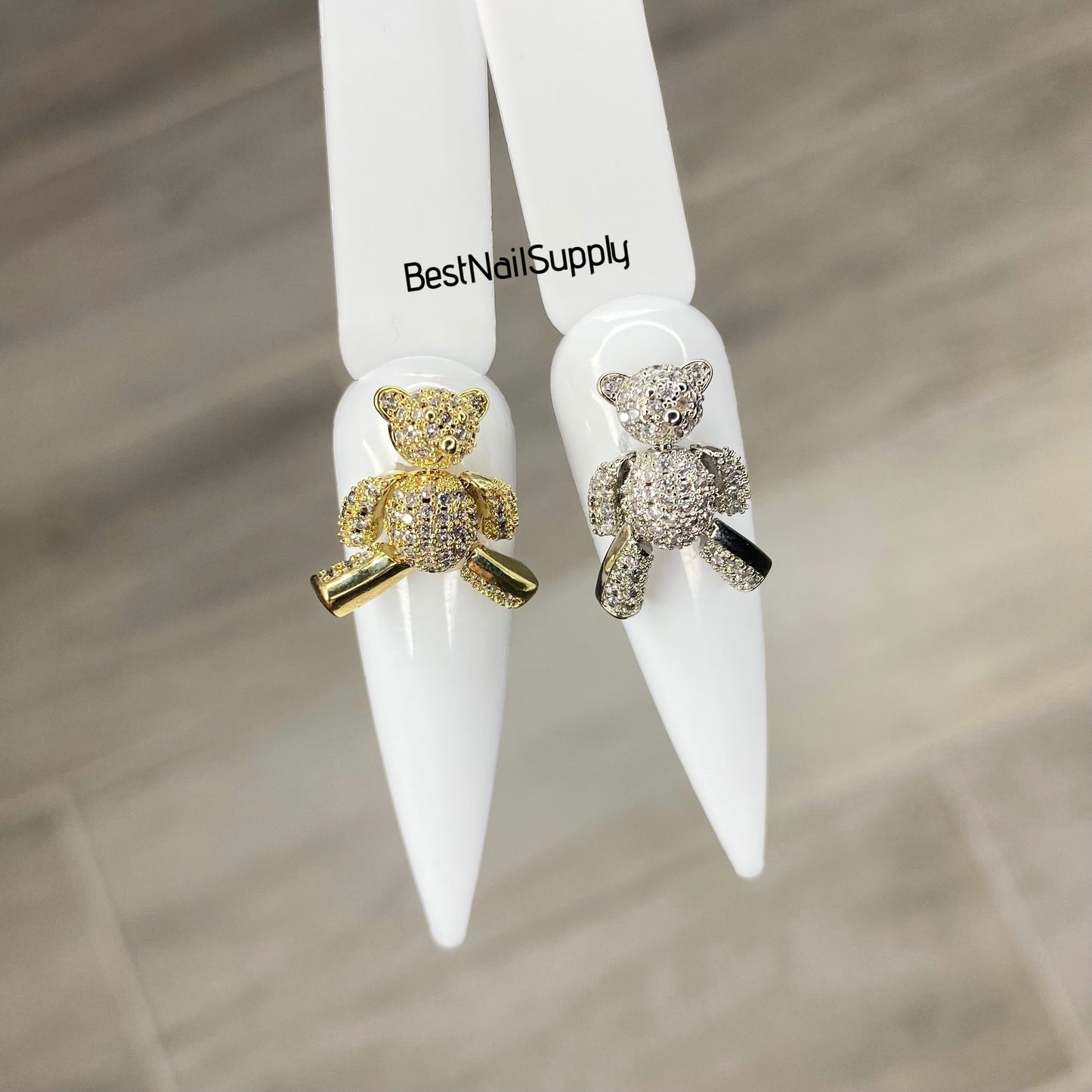 CZ Gold Bear Charm (Silver/Gold) High Quality