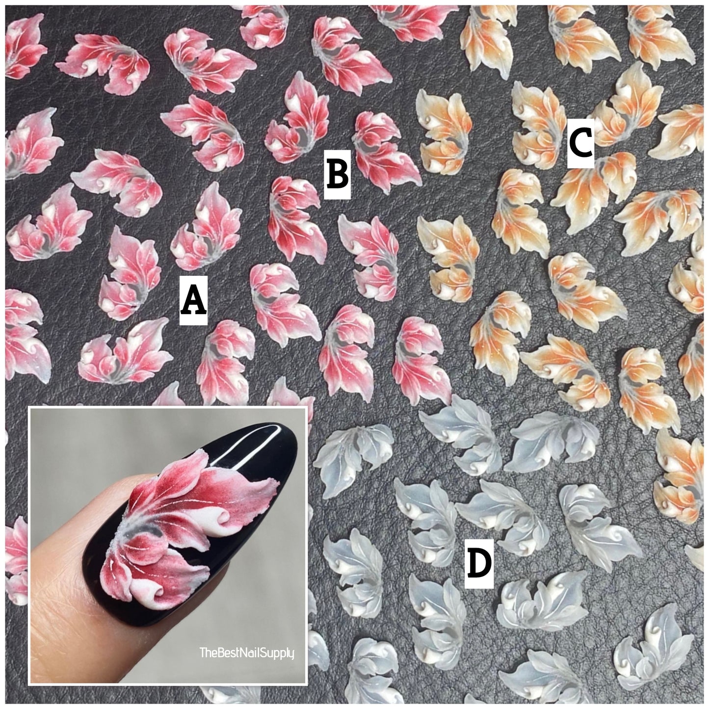 3D Acrylic Flowers 4 Colors (Style 76)