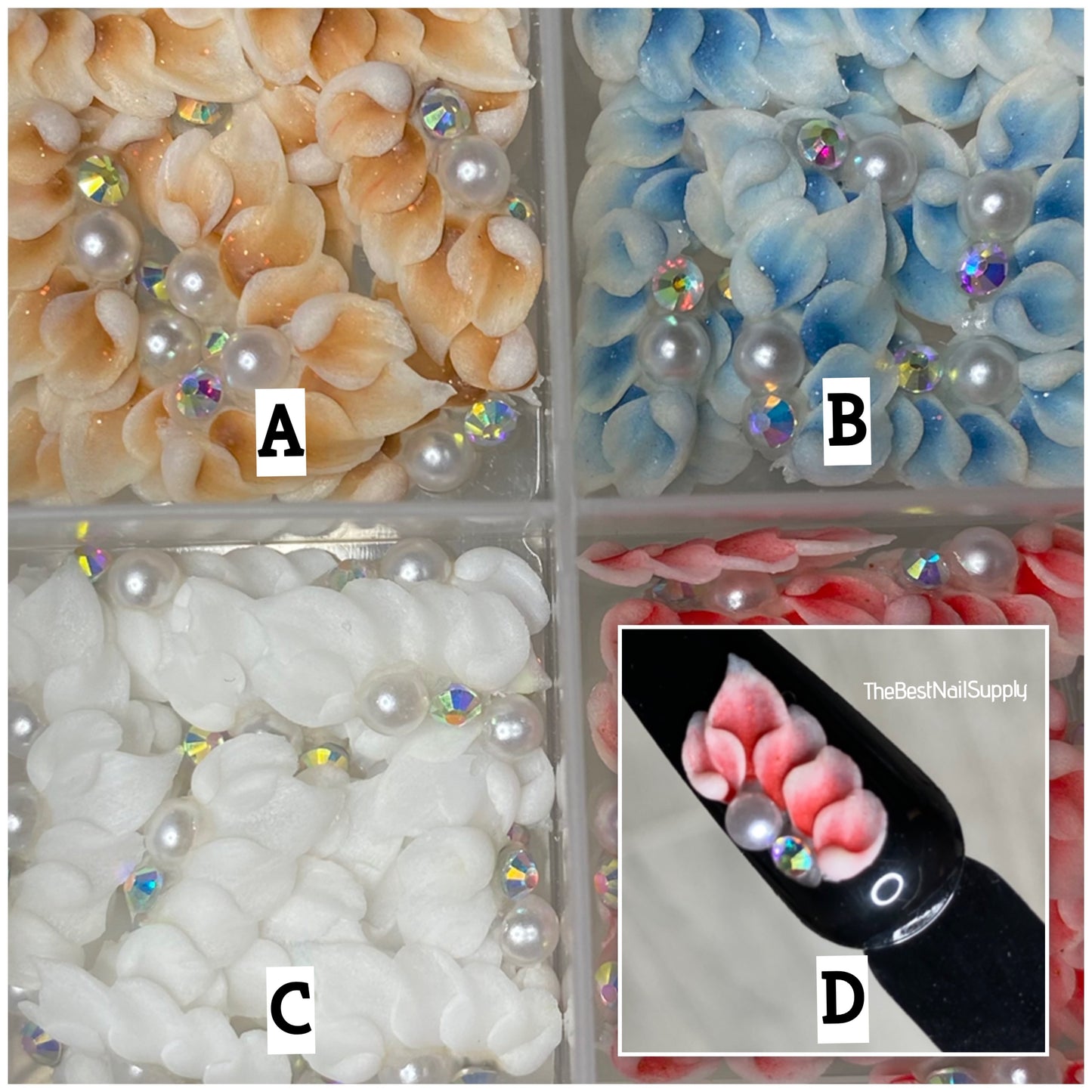3D Acrylic Flowers 4 Colors (Style 87)