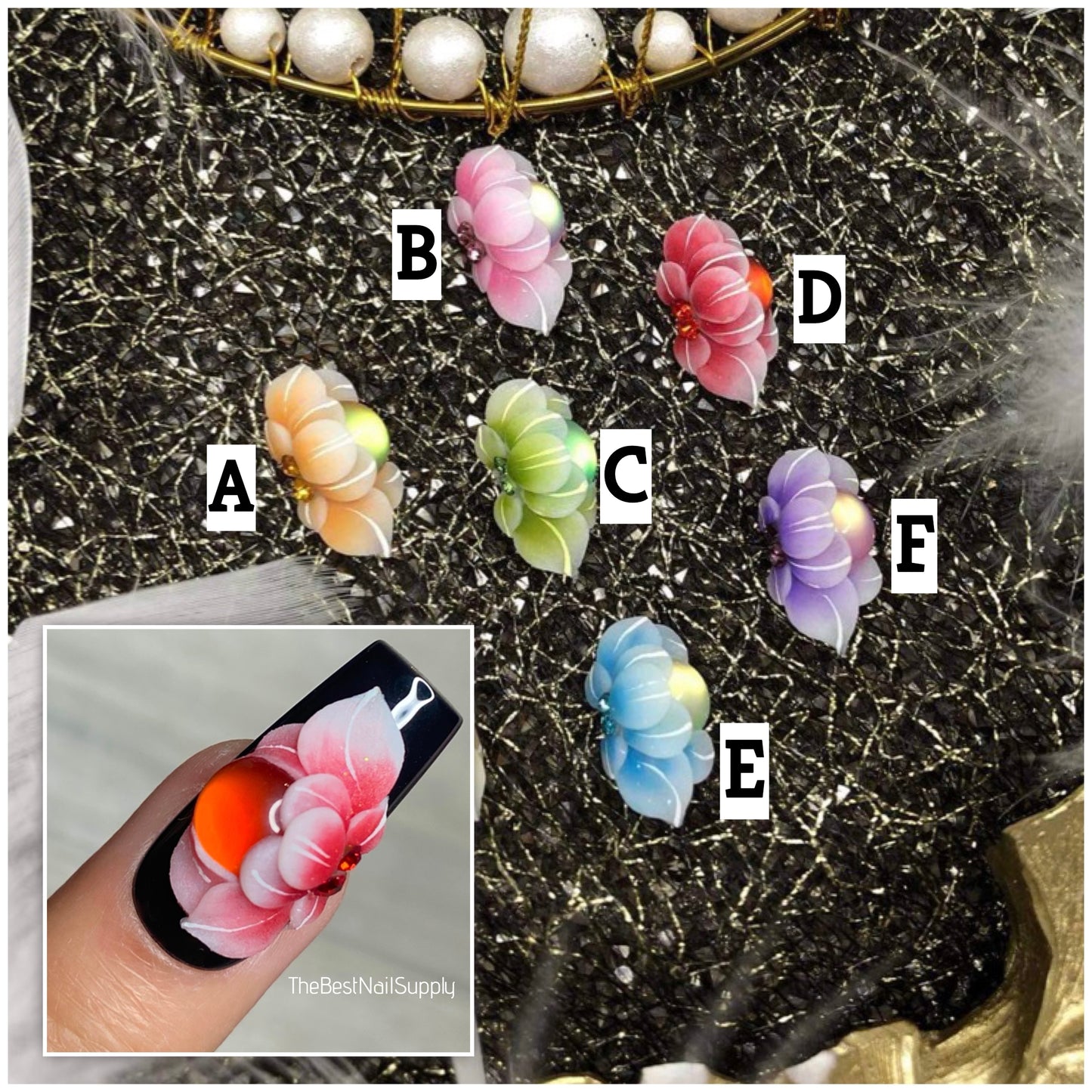 3D Acrylic Flowers 6 Colors (Style 39)