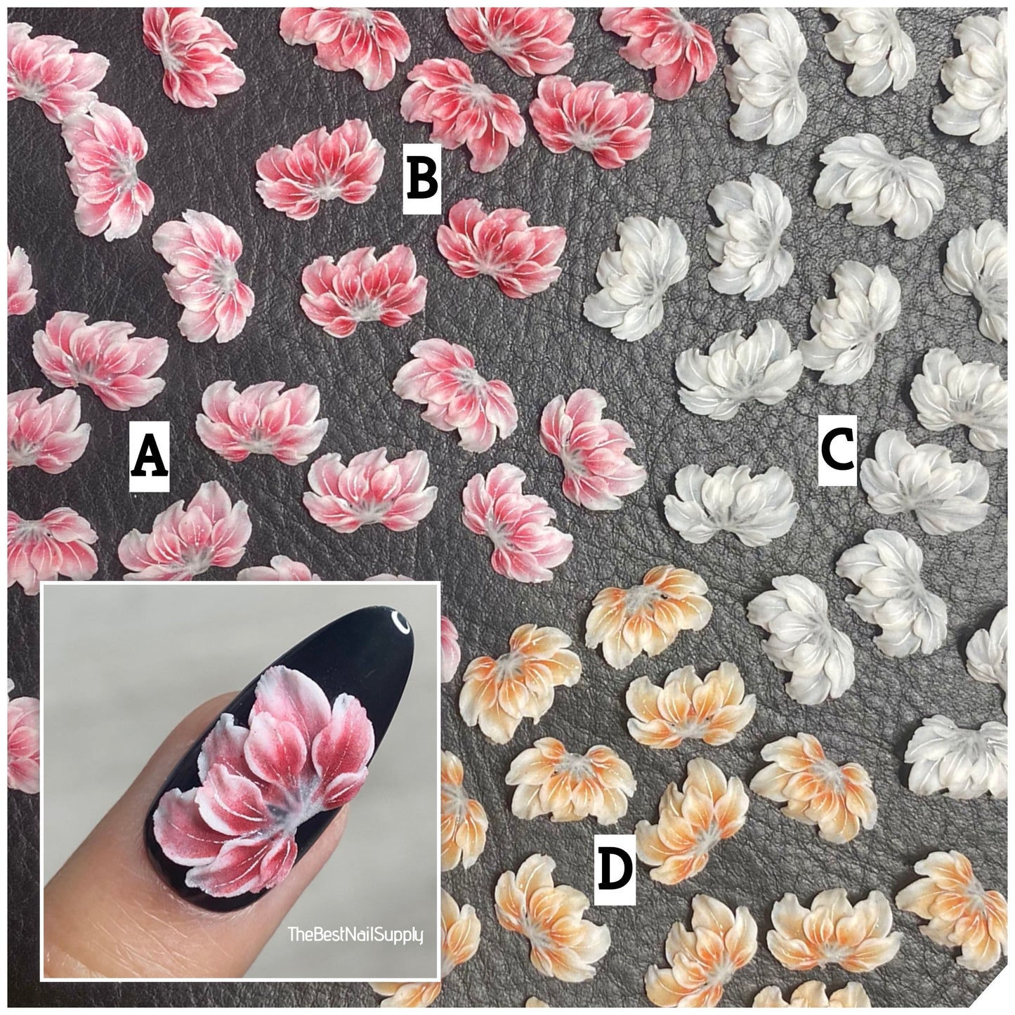 3D Acrylic Flowers 4 Colors (Style 77)