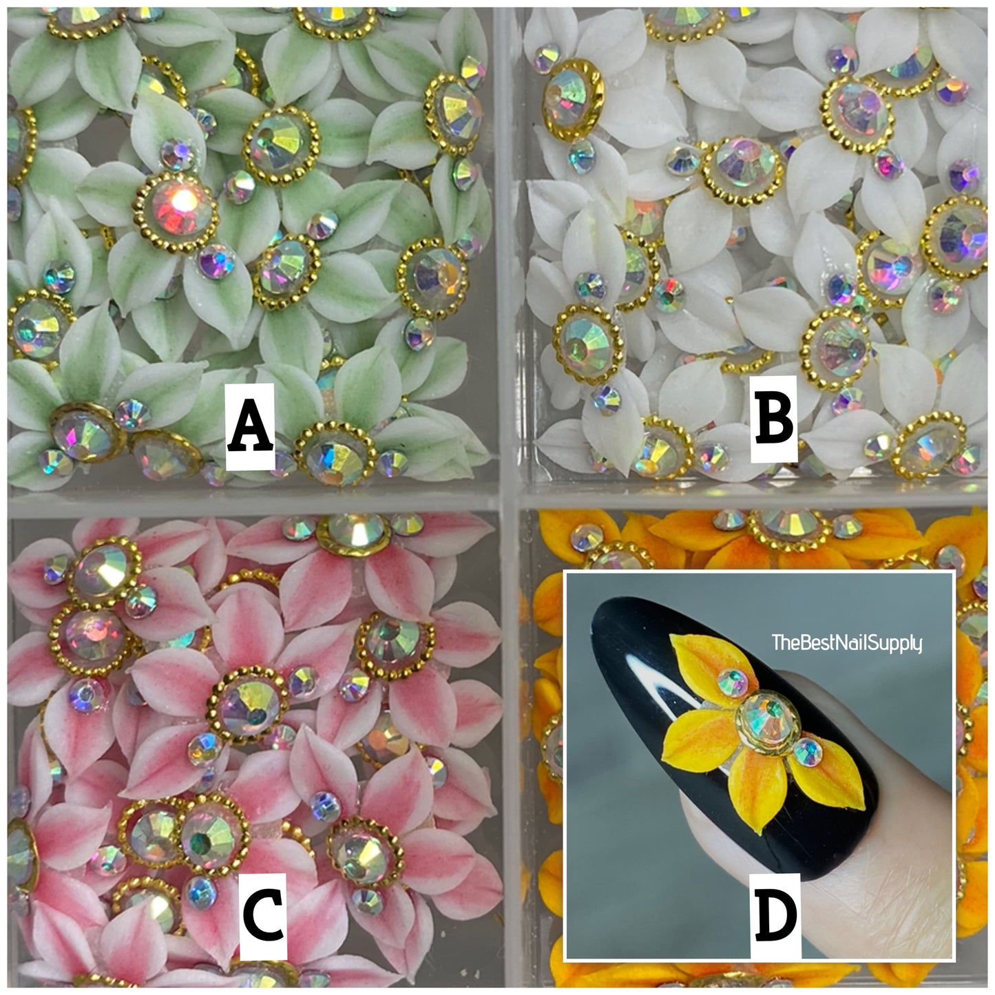 3D Acrylic Flowers 4 Colors (Style 99)