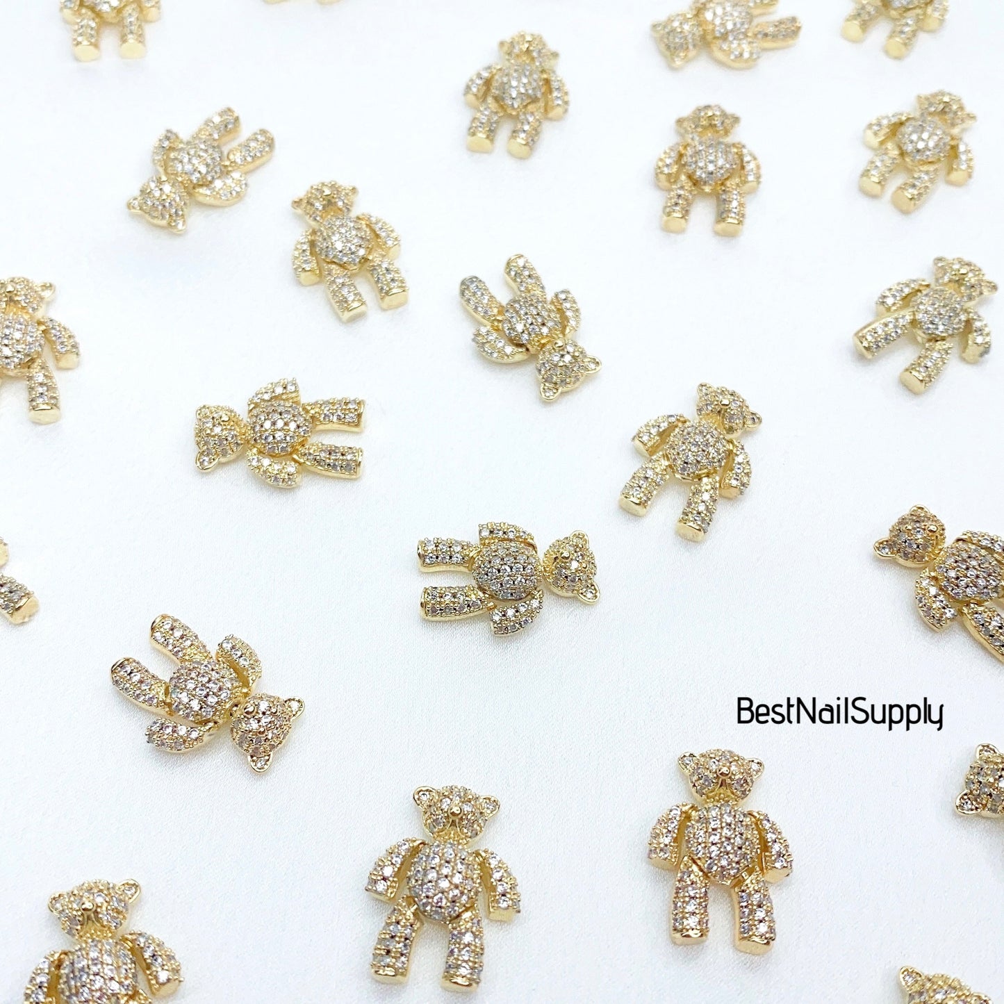 CZ Gold Bear Charm (Silver/Gold) High Quality