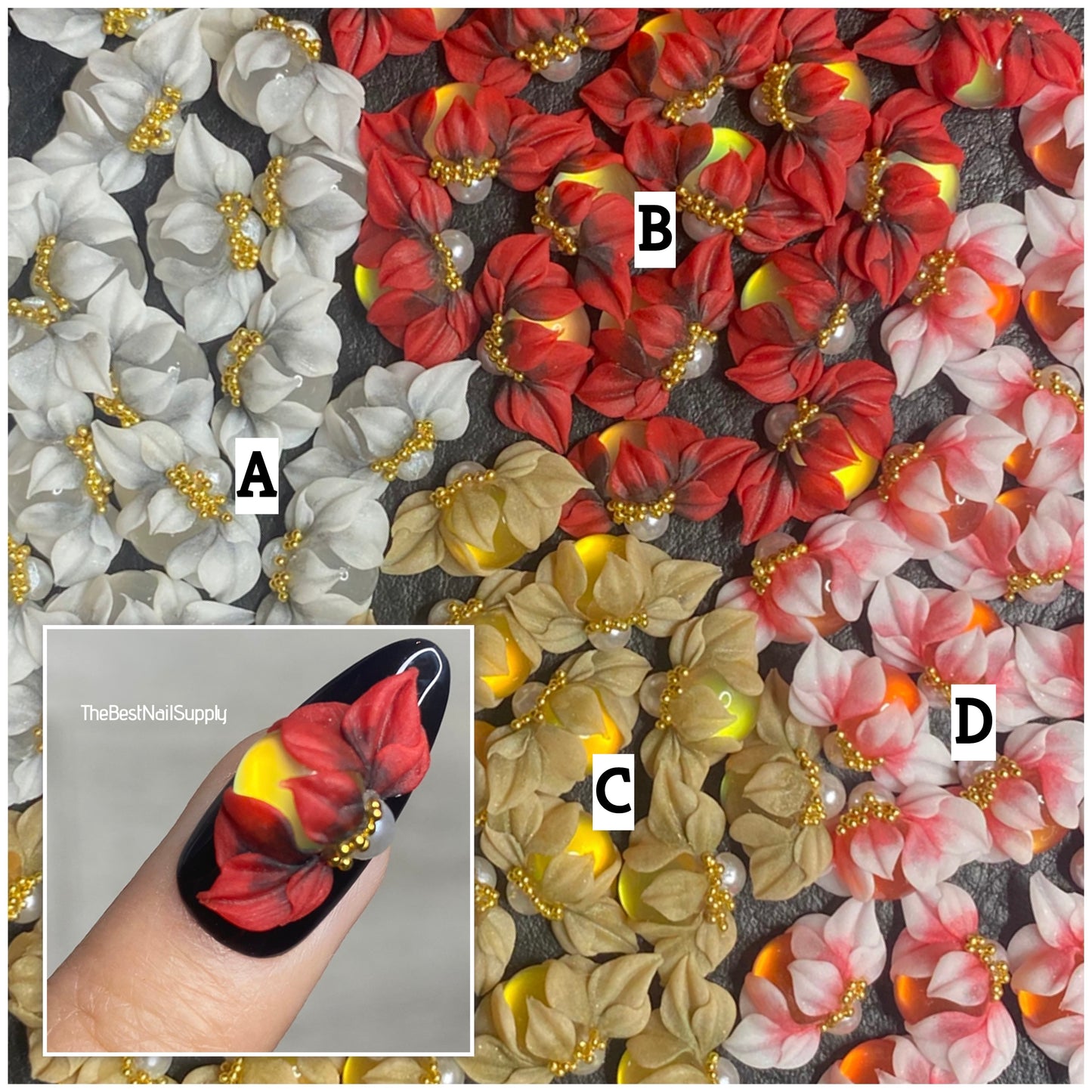 3D Acrylic Flowers 4 Colors (Style 70)