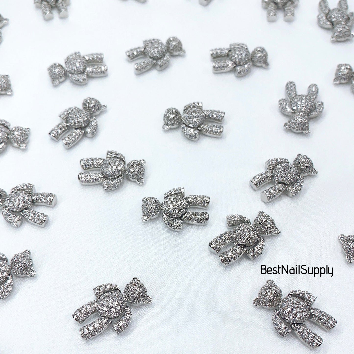CZ Gold Bear Charm (Silver/Gold) High Quality