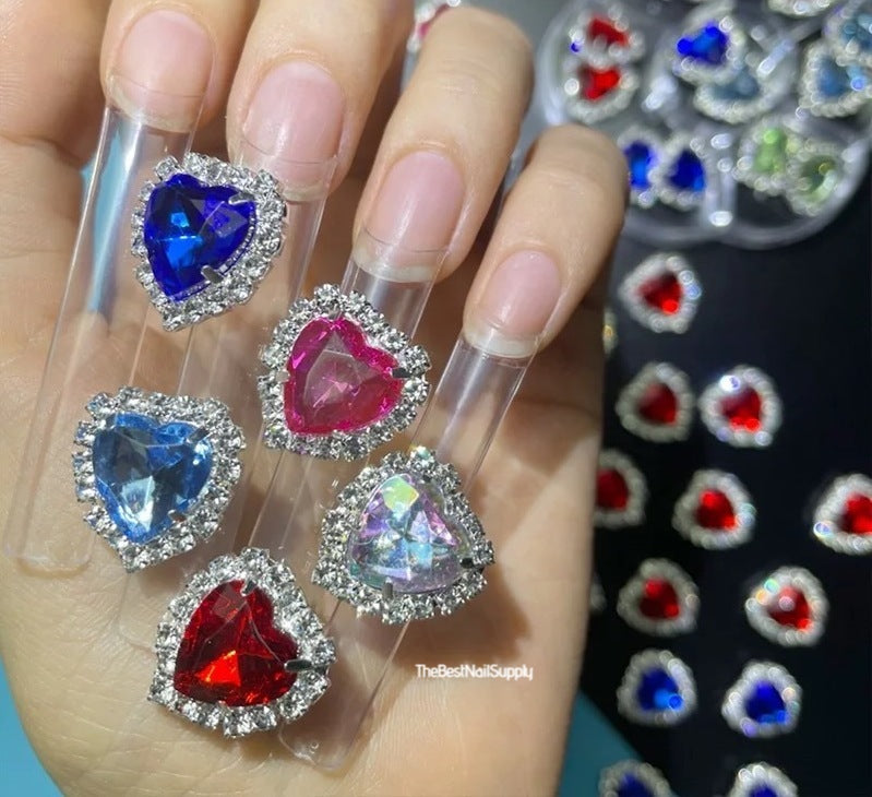 14pcs Heart Crystal Rhinestone (6 Colors)