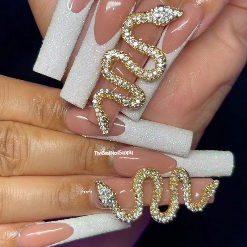 4pcs Large Snake CZ Nail Charm (Gold or Silver)
