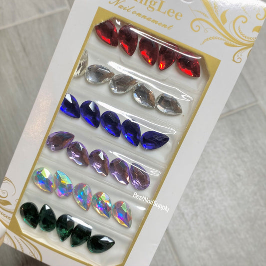 30pcs Multicolor Teardrop Rhinestones