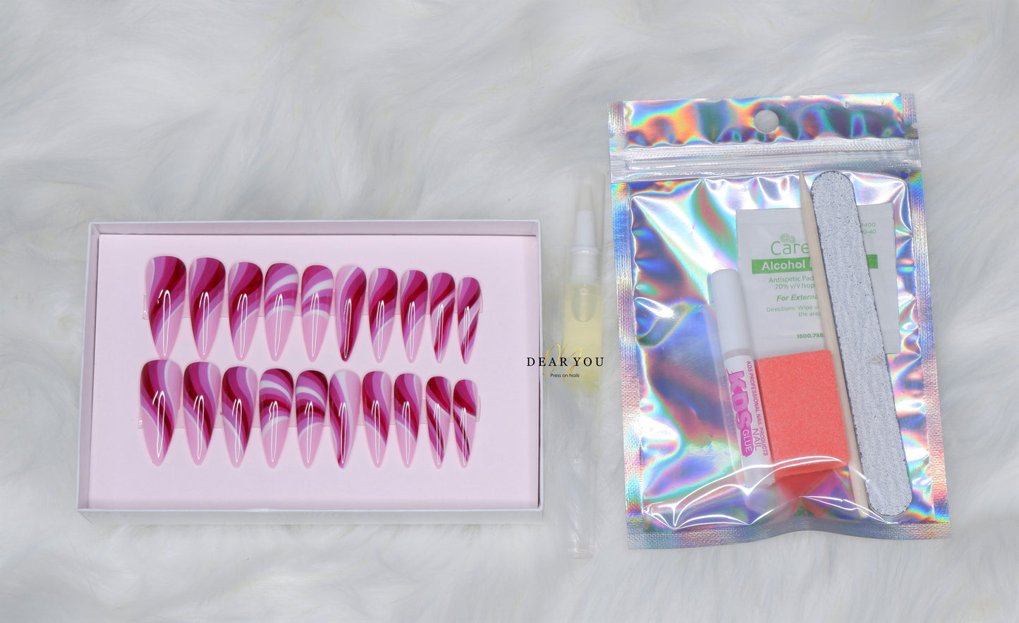 Marble Pink 20pcs (Stiletto)