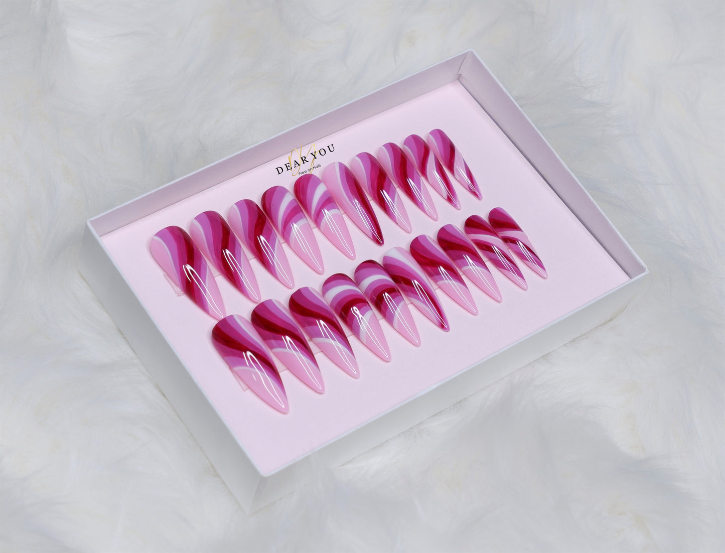 Marble Pink 20pcs (Stiletto)