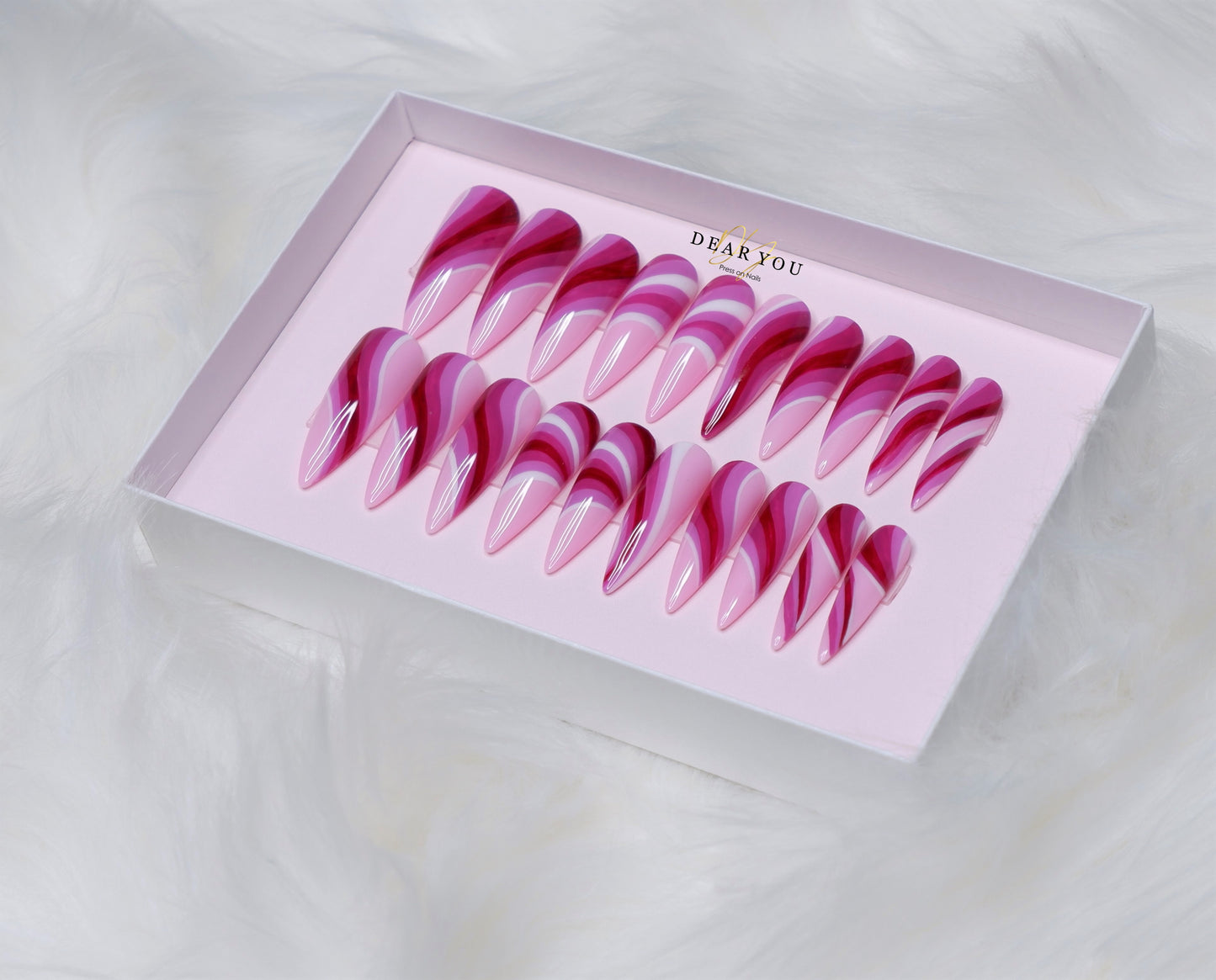 Marble Pink 20pcs (Stiletto)