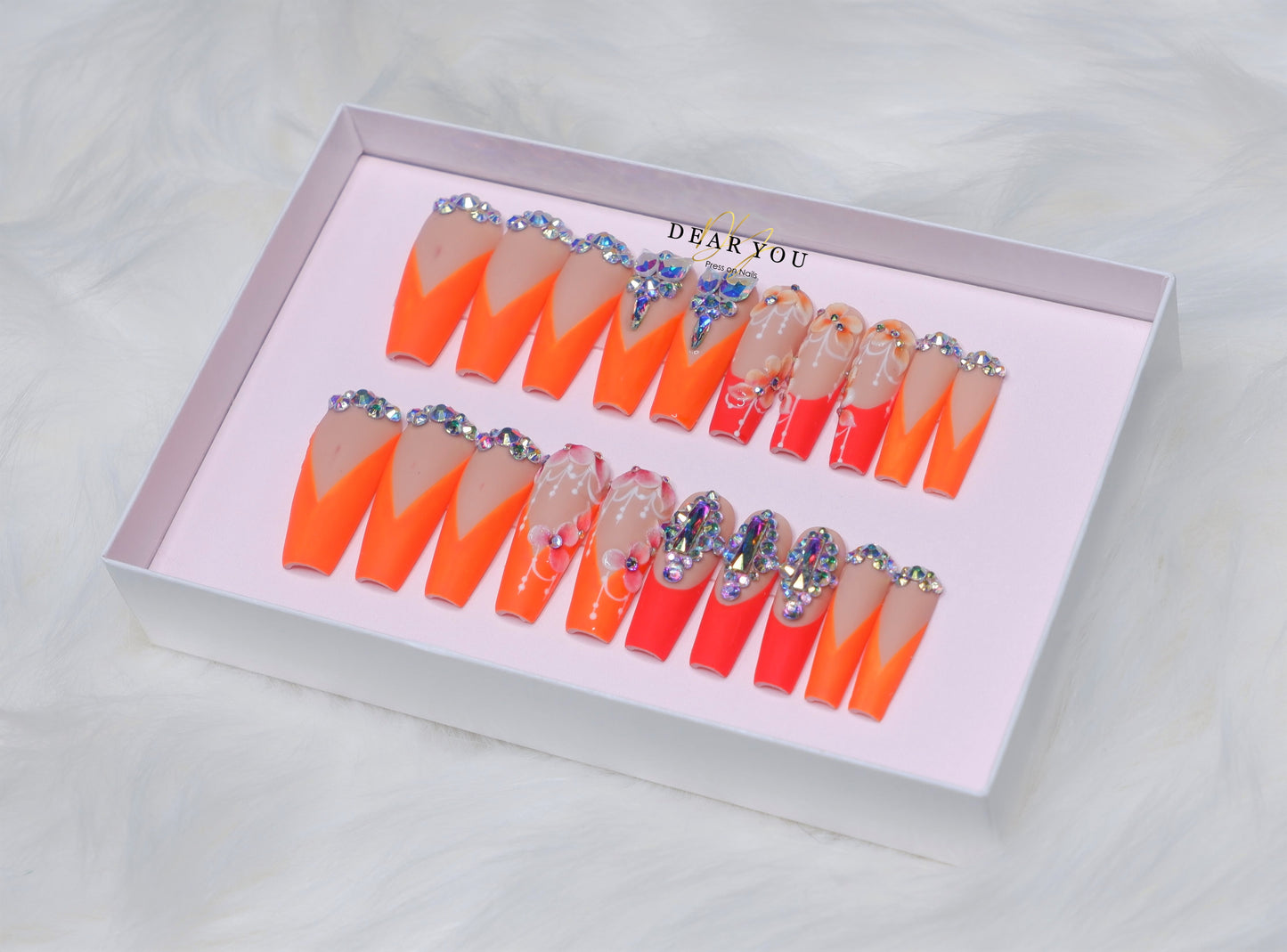 Orange Acrylic 20pcs (Coffin)