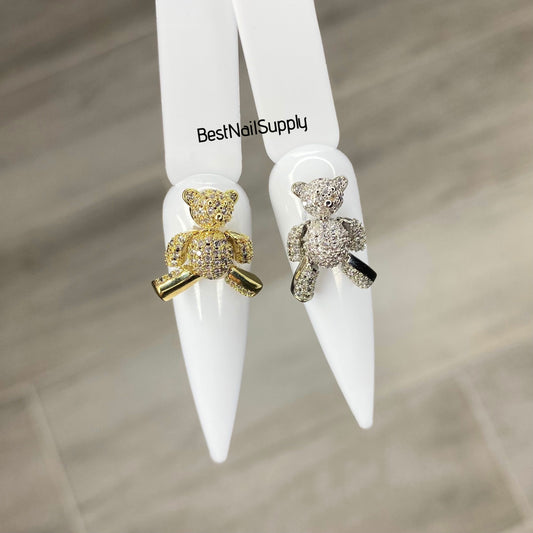 CZ Gold Bear Charm (Silver/Gold) High Quality