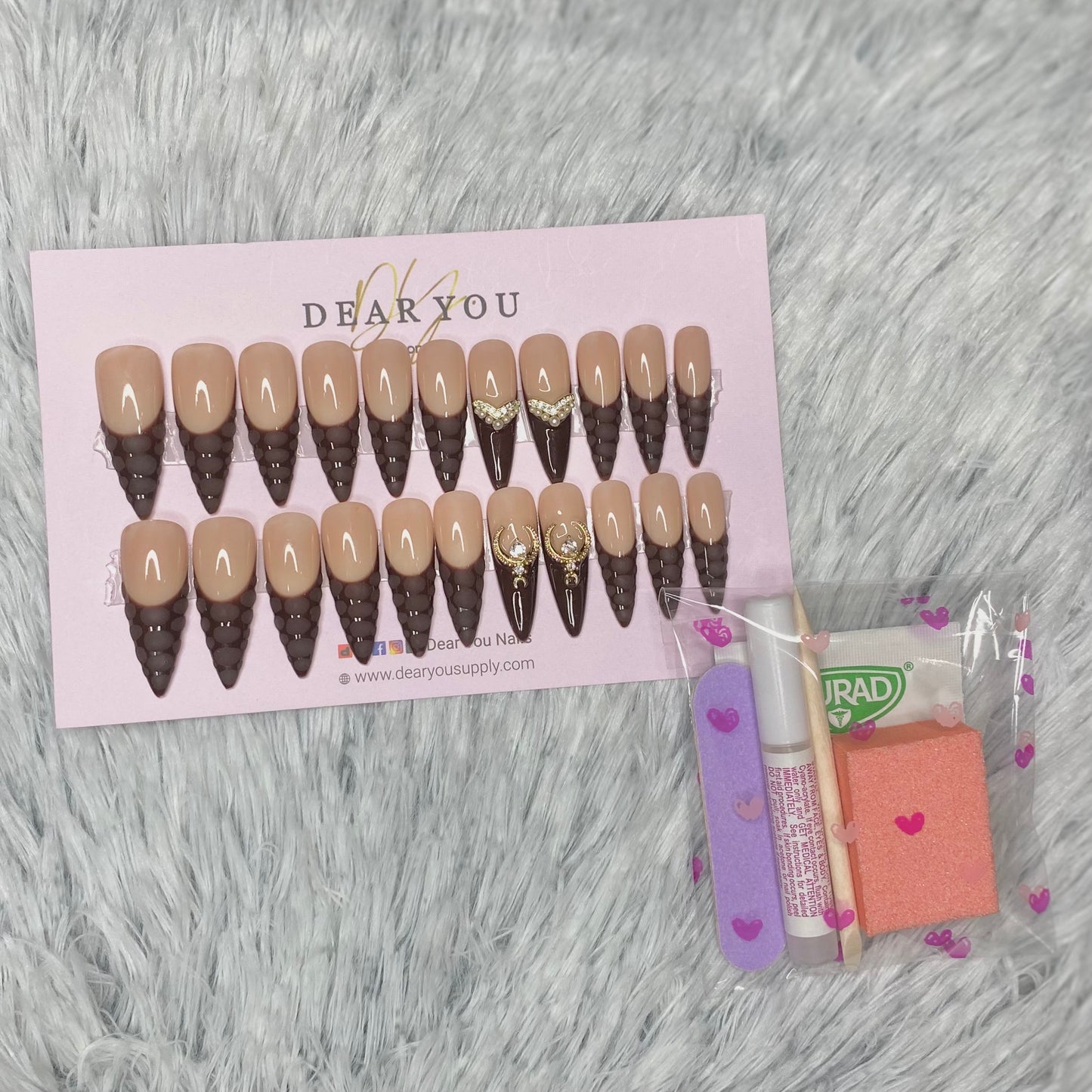 Brown French 24pcs (Stiletto)