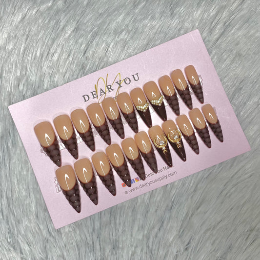 Brown French 24pcs (Stiletto)
