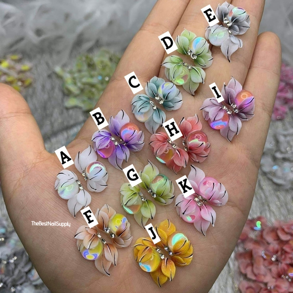 3D Acrylic Flowers 11 Colors (Style 64)