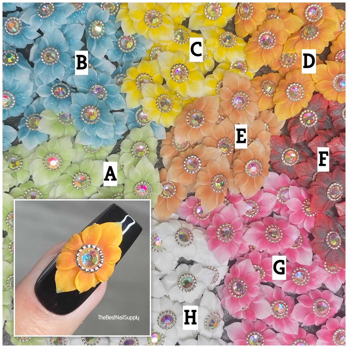 3D Acrylic Flowers 8 Colors (Style 67)