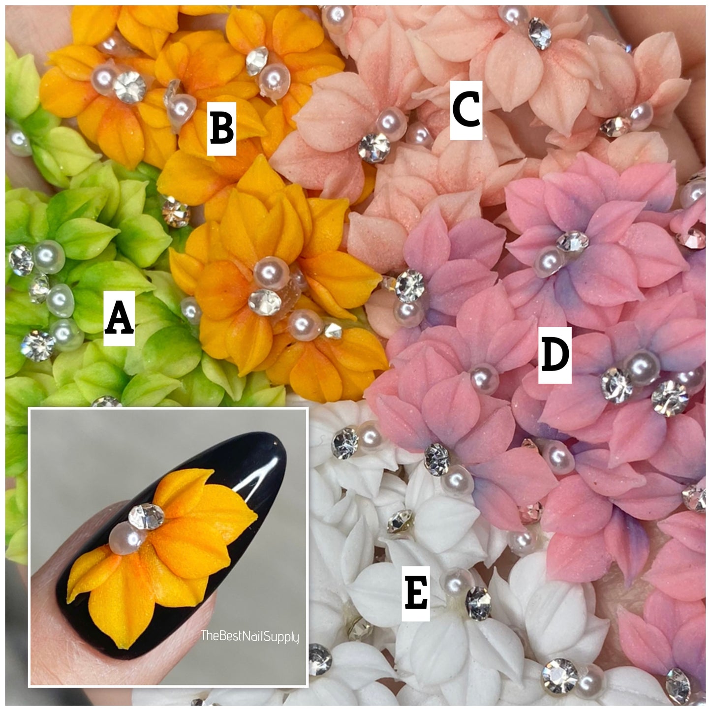 3D Acrylic Flowers 5 Colors (Style 36)