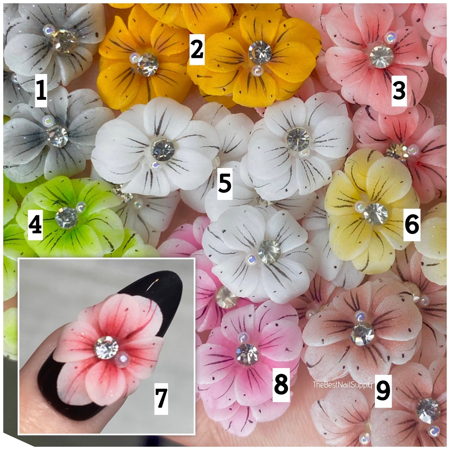 3D Acrylic Flowers 9 Colors (Style 22)