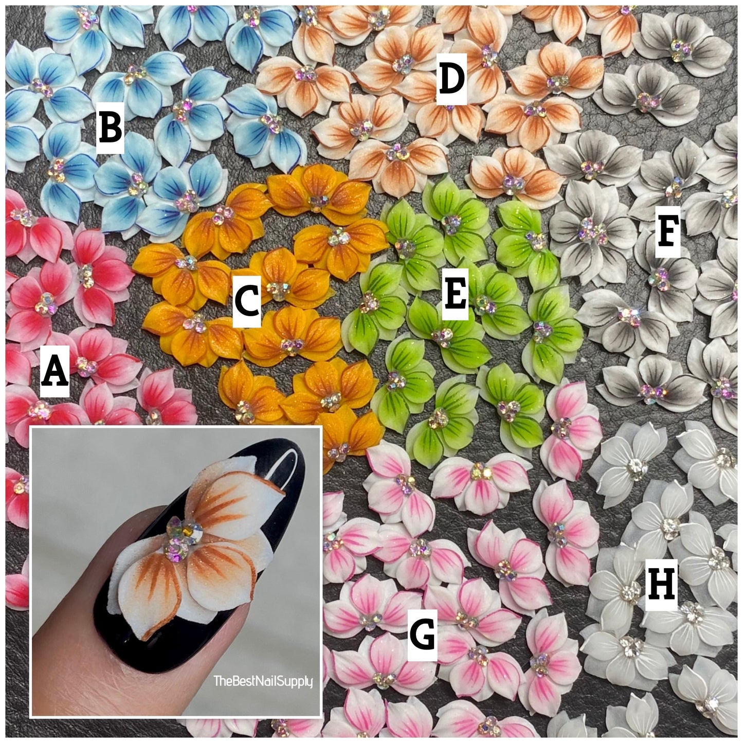 3D Acrylic Flowers 8 Colors (Style 81)