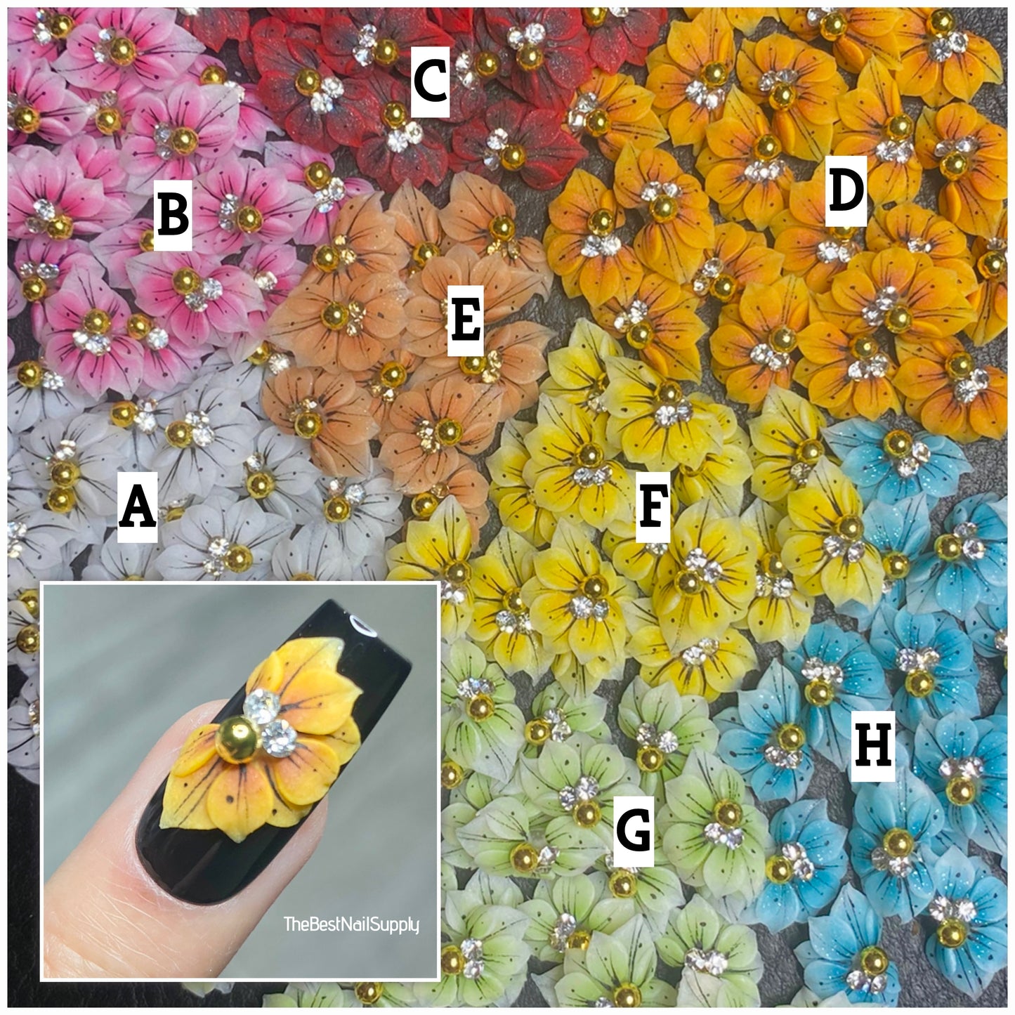 3D Acrylic Flowers 8 Colors (Style 68)
