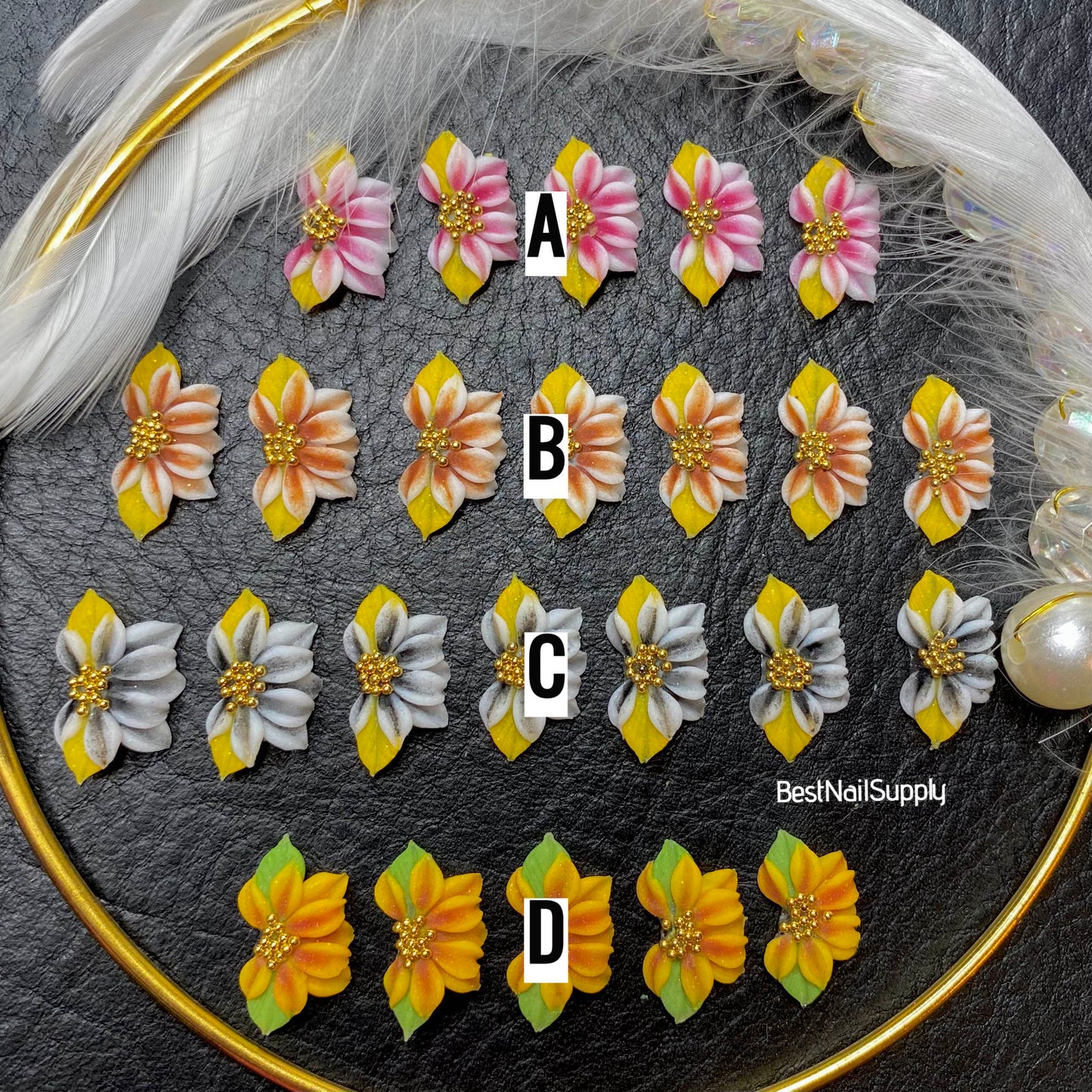 3D Acrylic Flowers 4 Colors