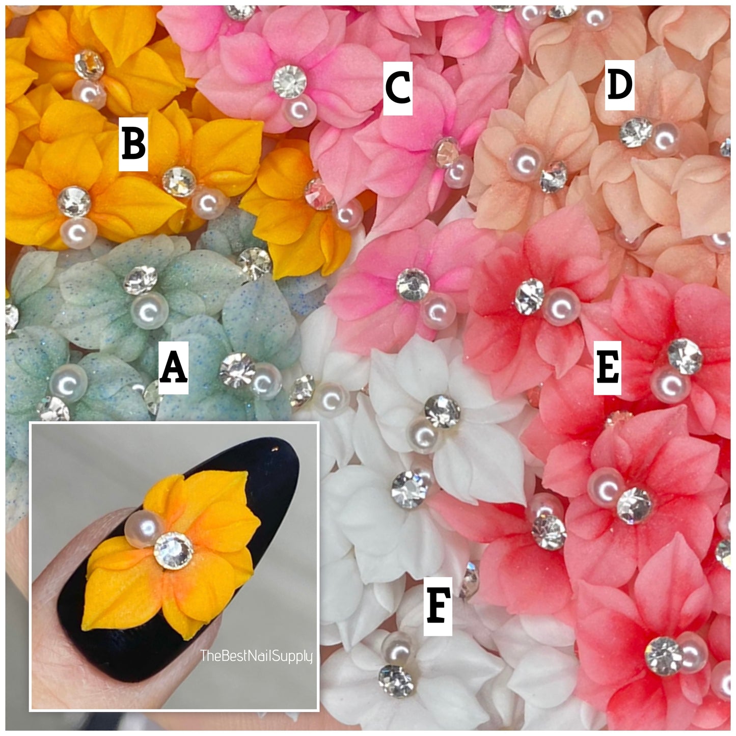 3D Acrylic Flowers 6 Colors (Style 37)