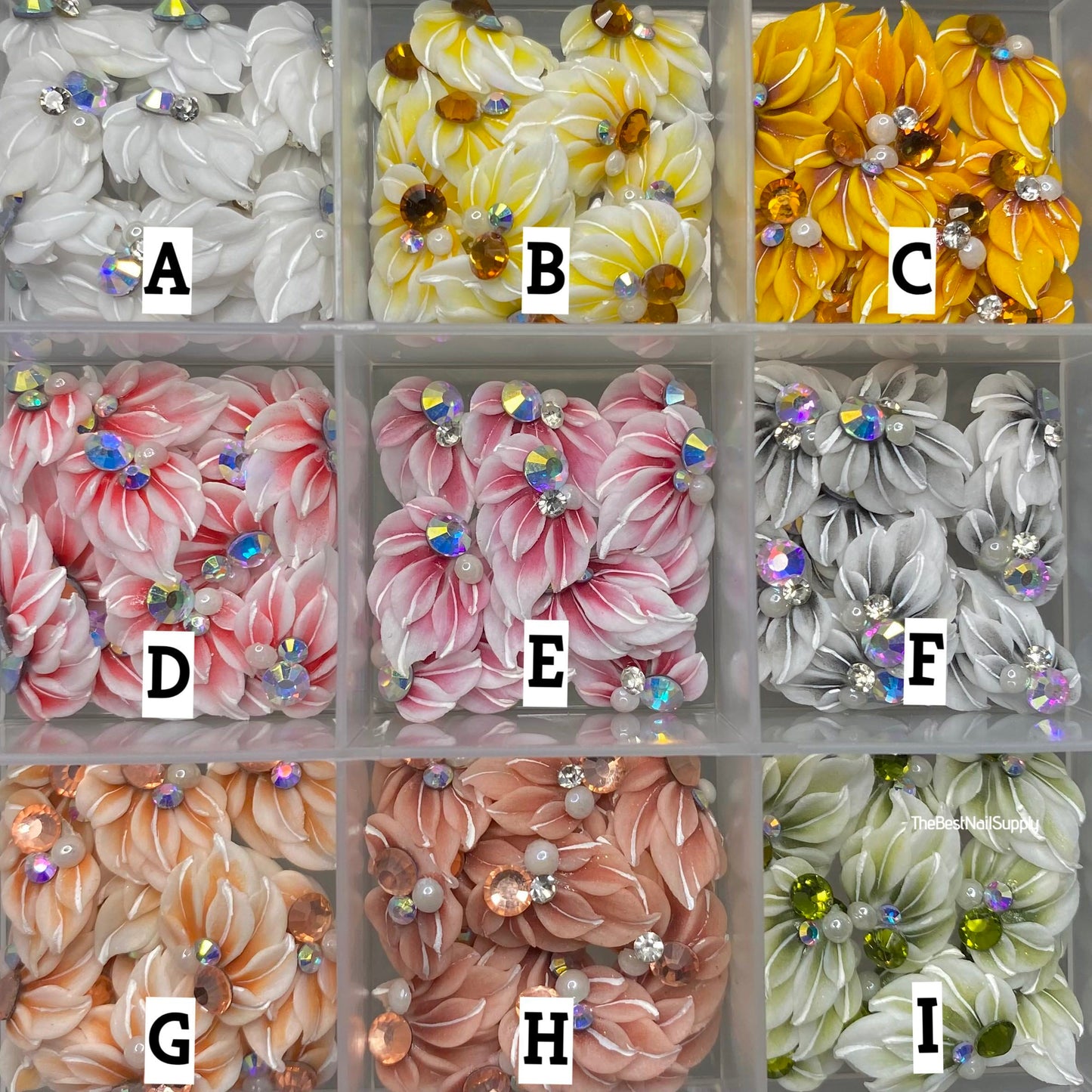 3D Acrylic Flowers 9 Colors (Style 4)