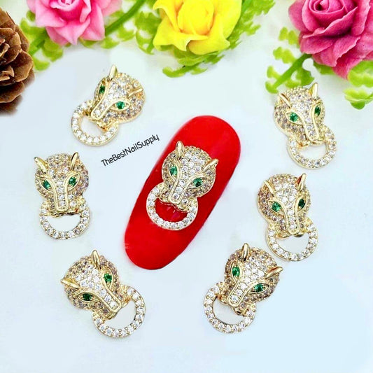 Gold CZ Panther Head Charm