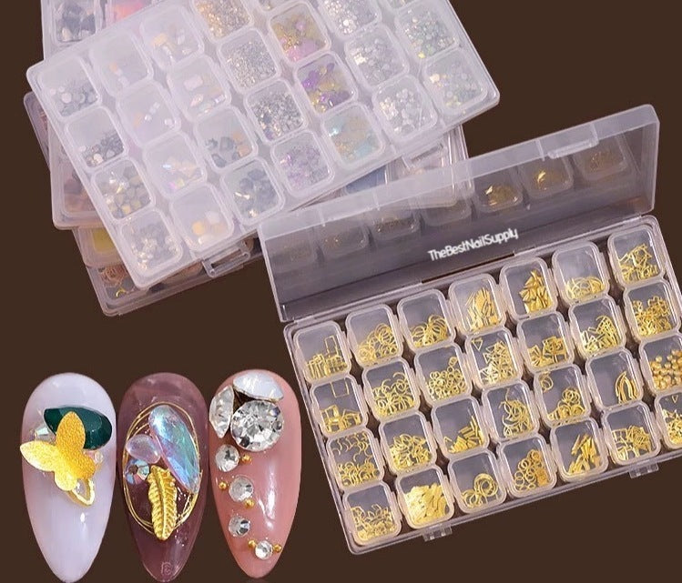 Mixed Gold Shape Rivet Nail Charms (28 Grids)