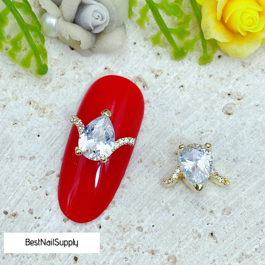 CZ Pear Rhinestone Nail Charm (N24)