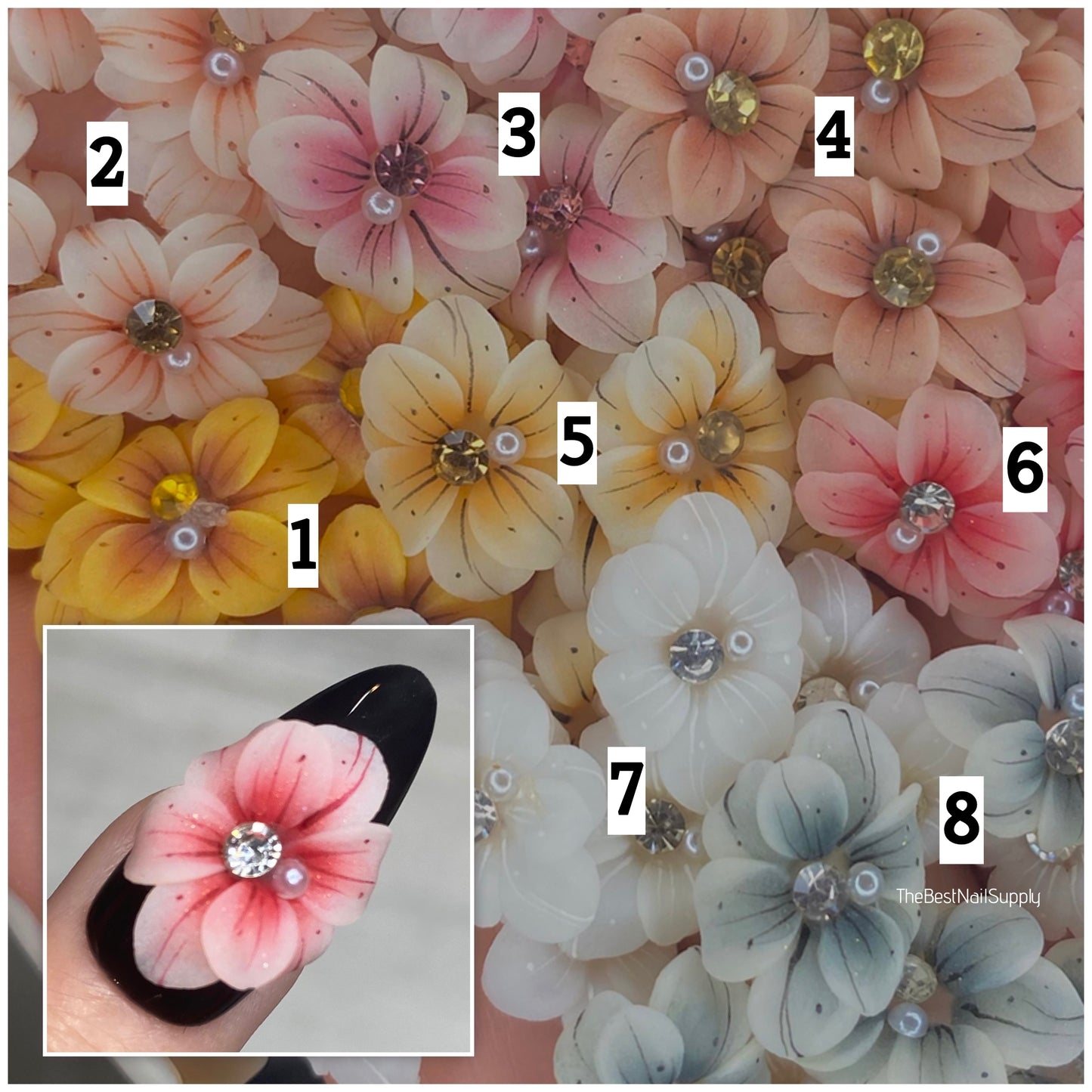 3D Acrylic Flowers 8 Colors (Style 23)