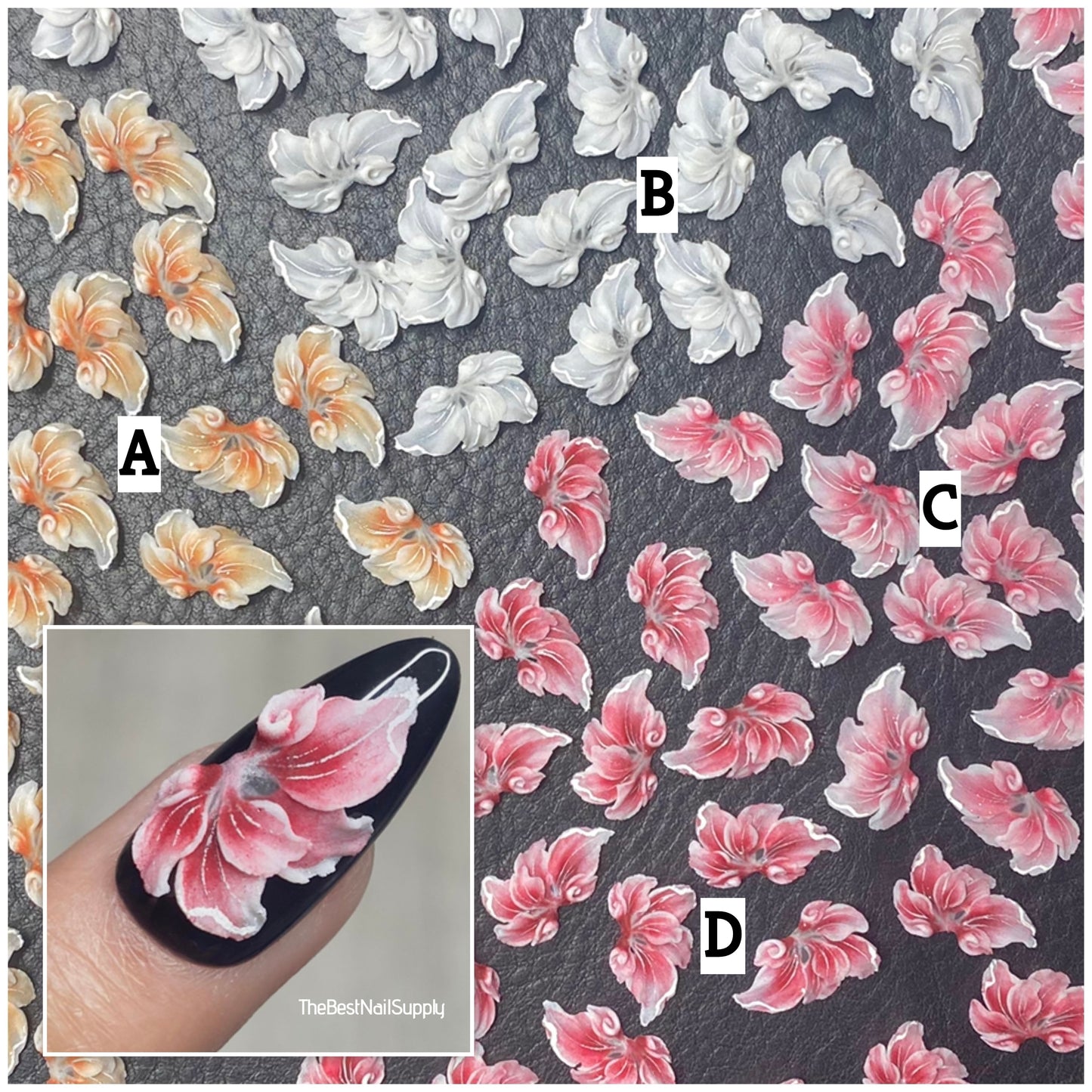 3D Acrylic Flowers 4 Colors (Style 74)
